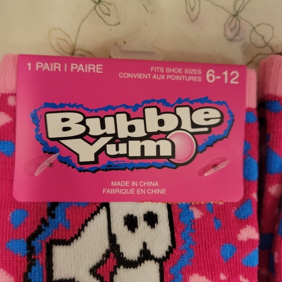 NWT BUBBLEGUM Pink & Blue Patterned Socks GRAPHICS PARTY SOCKS - Picture 2 of 3